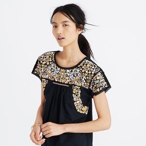 Madewell Embroidered Springtime Top in True Black